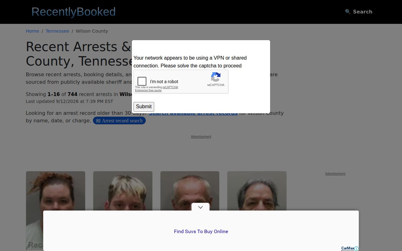 Unofficial Wilson County multi-day arrest archive