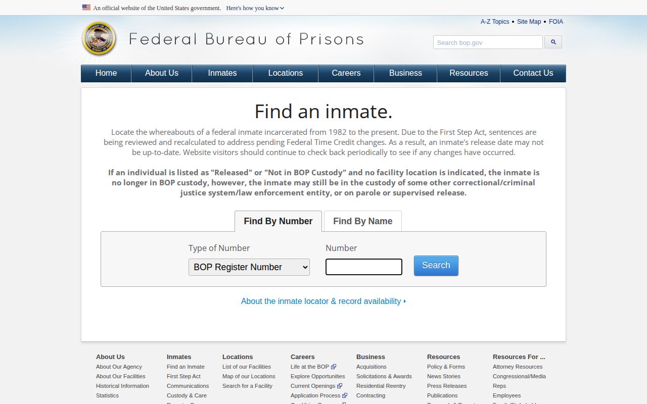 Federal BOP locator not Wilson County arrest custody